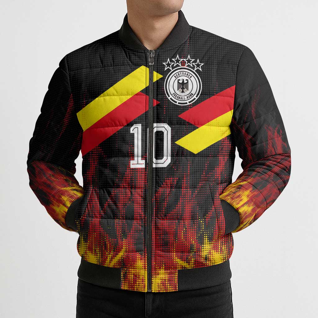 Custom Germany Football Bomber Puffer Jacket Flames Dot Patterns Sport