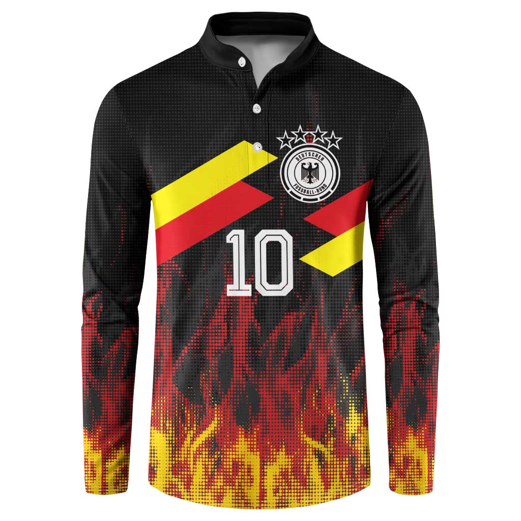 Custom Germany Football Button Sweatshirt Flames Dot Patterns Sport