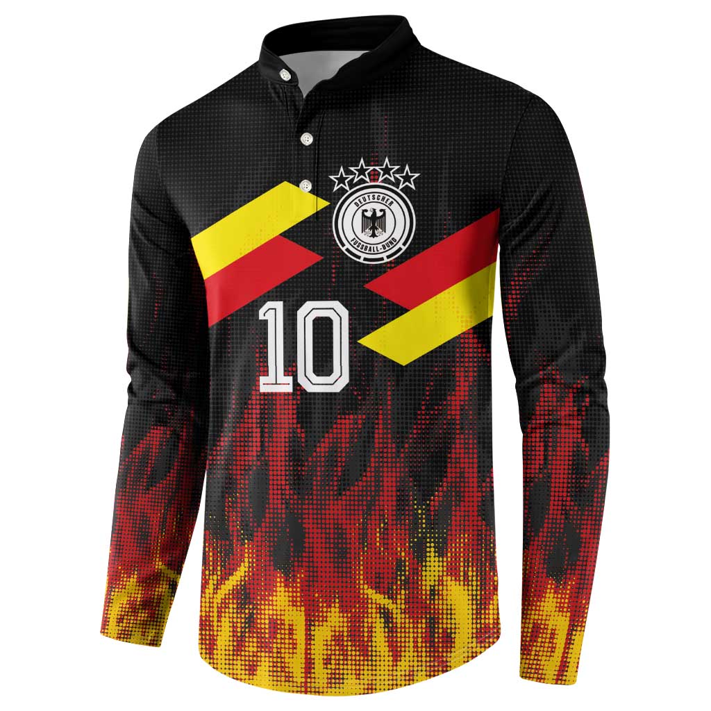 Custom Germany Football Button Sweatshirt Flames Dot Patterns Sport
