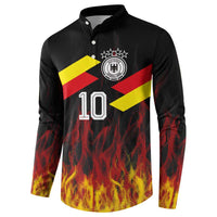 Custom Germany Football Button Sweatshirt Flames Dot Patterns Sport