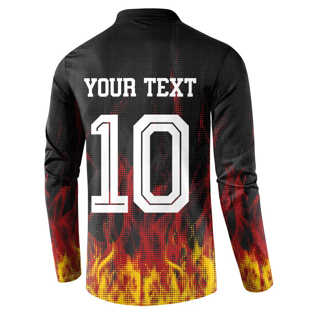 Custom Germany Football Button Sweatshirt Flames Dot Patterns Sport