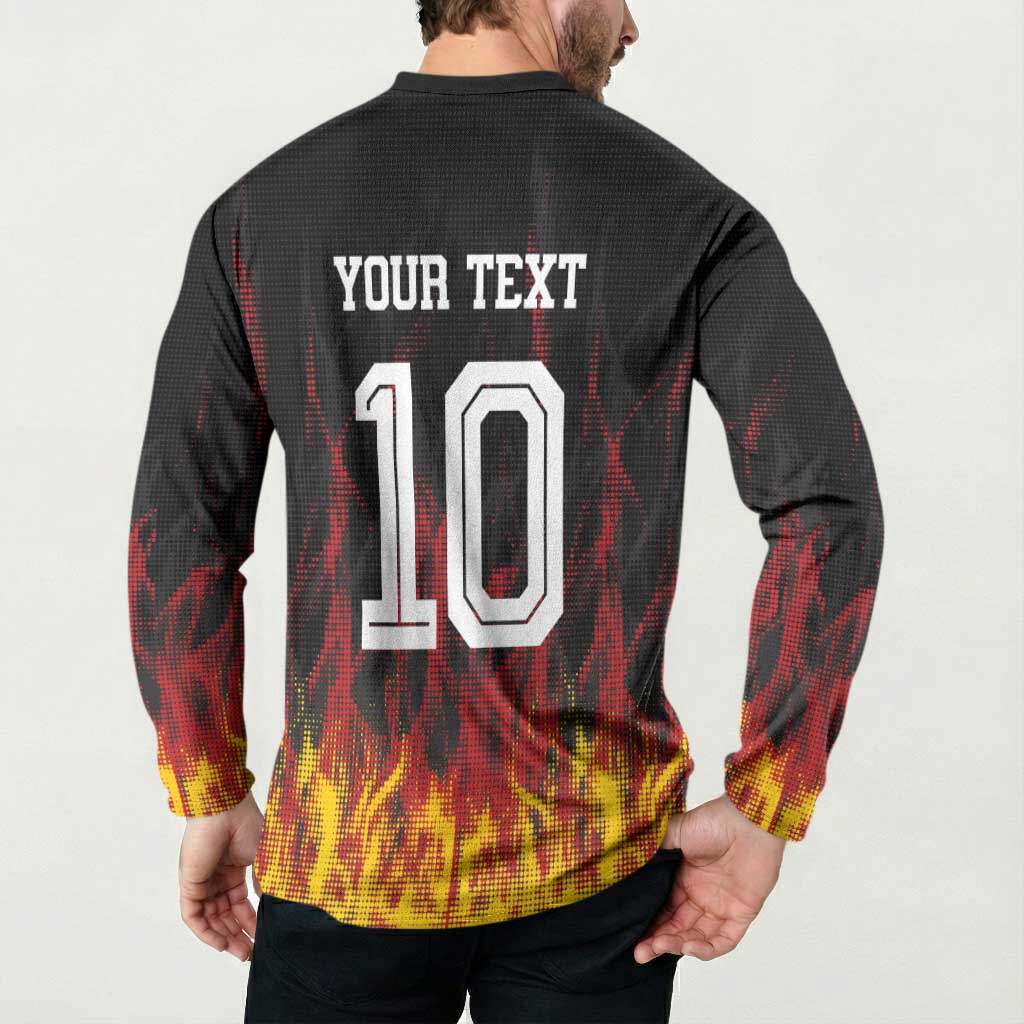 Custom Germany Football Button Sweatshirt Flames Dot Patterns Sport
