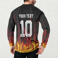 Custom Germany Football Button Sweatshirt Flames Dot Patterns Sport