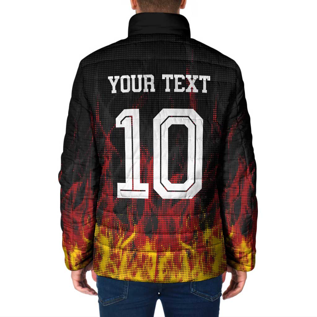 Custom Germany Football Padded Jacket Flames Dot Patterns Sport