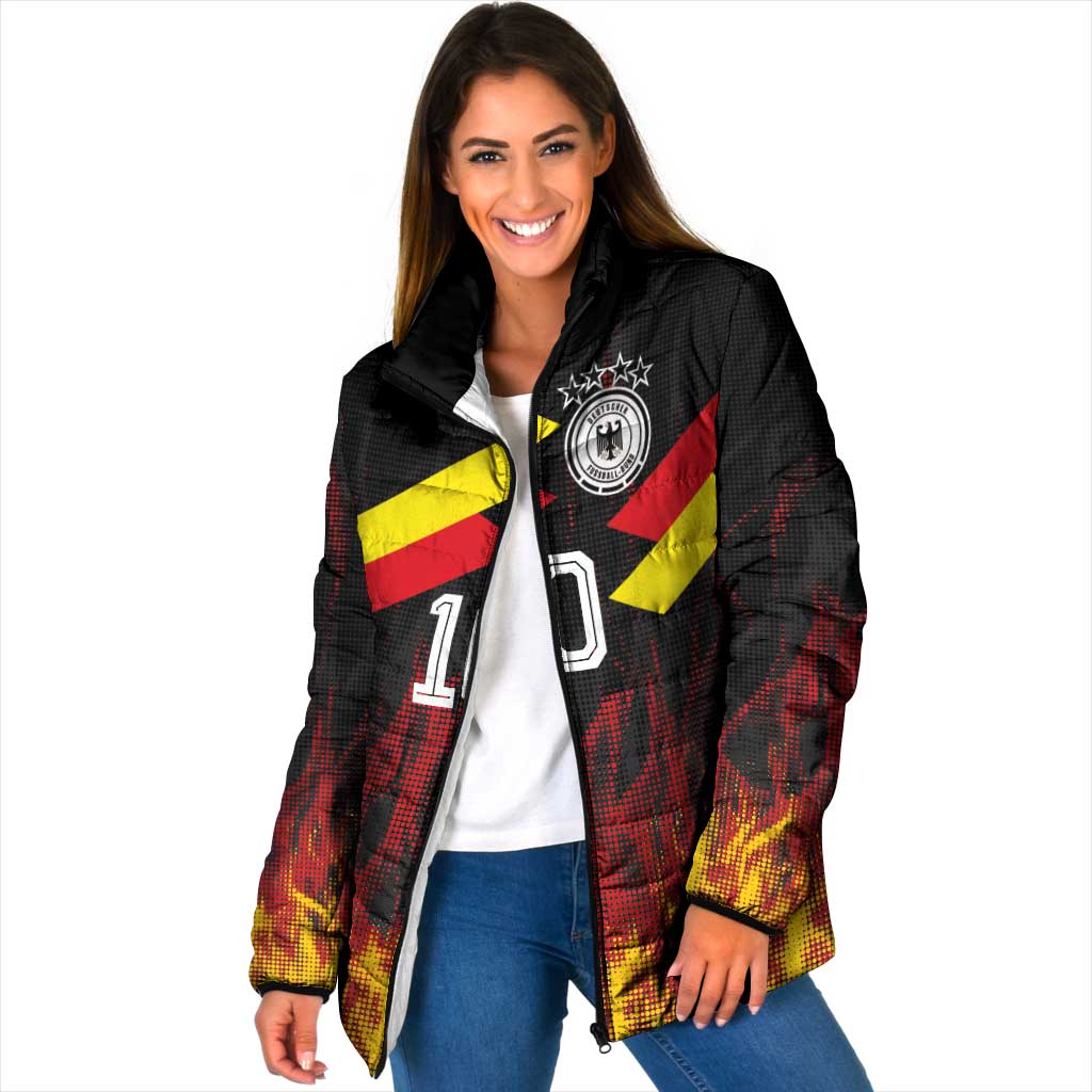 Custom Germany Football Padded Jacket Flames Dot Patterns Sport