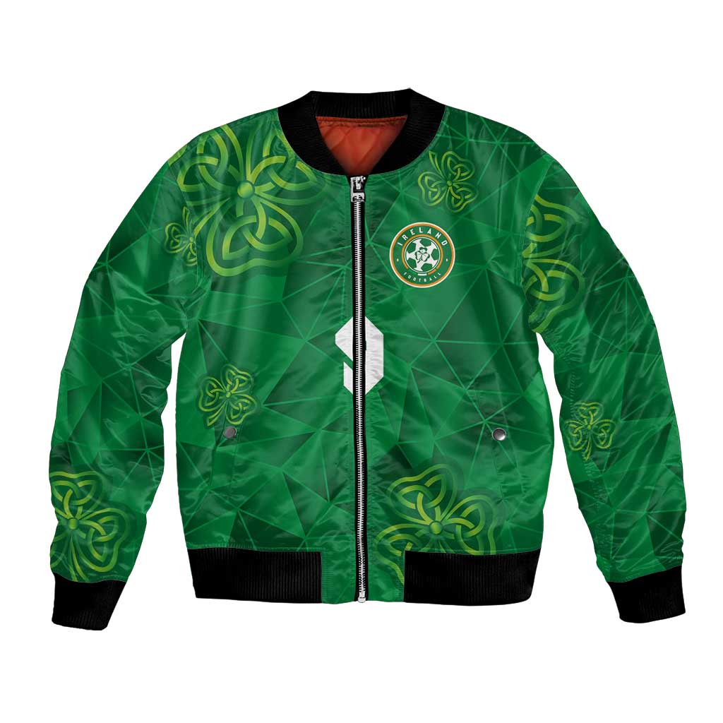 Custom Ireland Football Bomber Jacket Shamrock Celtic Geometric Sport