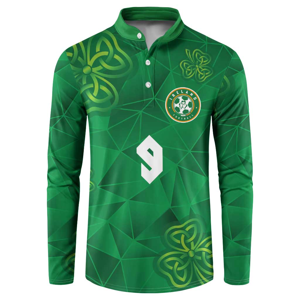 Custom Ireland Football Button Sweatshirt Shamrock Celtic Geometric Sport