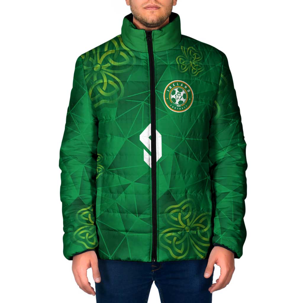 Custom Ireland Football Padded Jacket Shamrock Celtic Geometric Sport