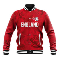 Custom England Rugby Baseball Jacket Roses Geometric Sport