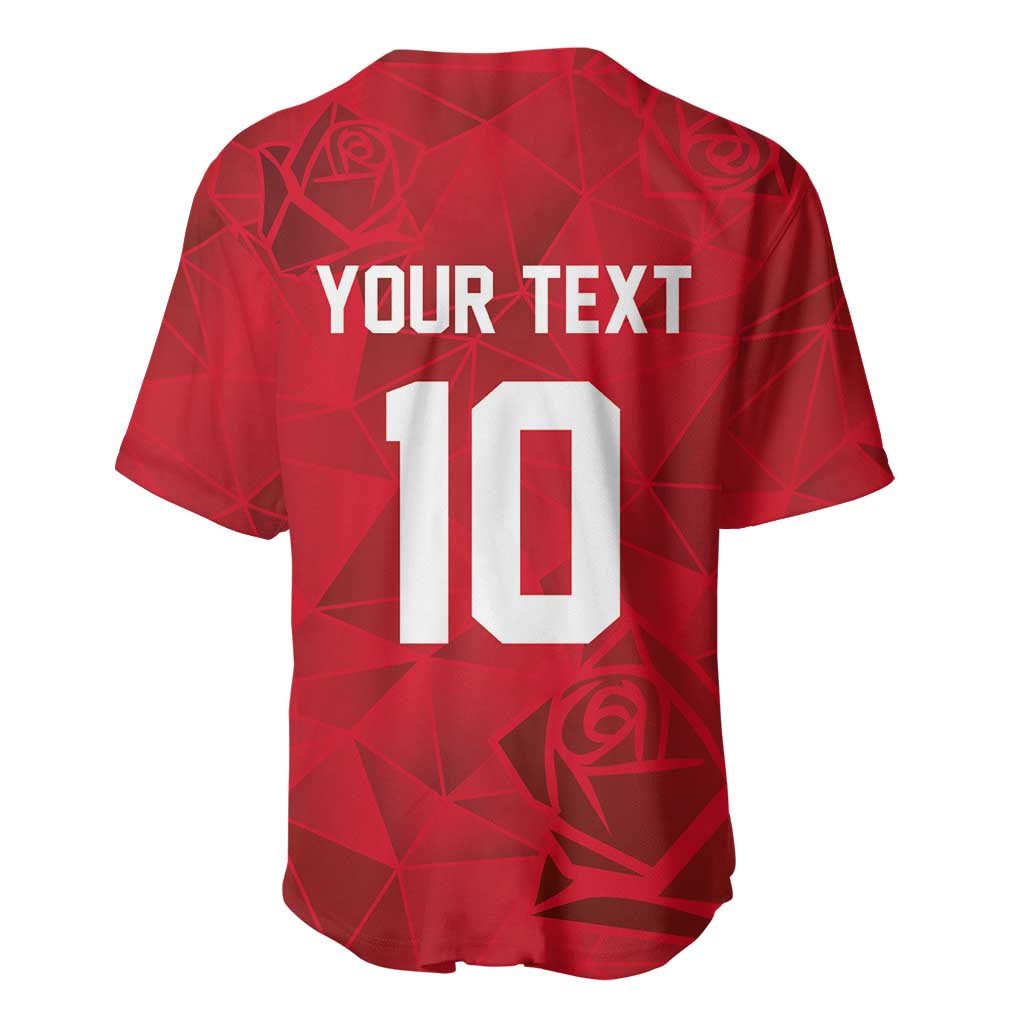 Custom England Rugby Baseball Jersey Roses Geometric Sport