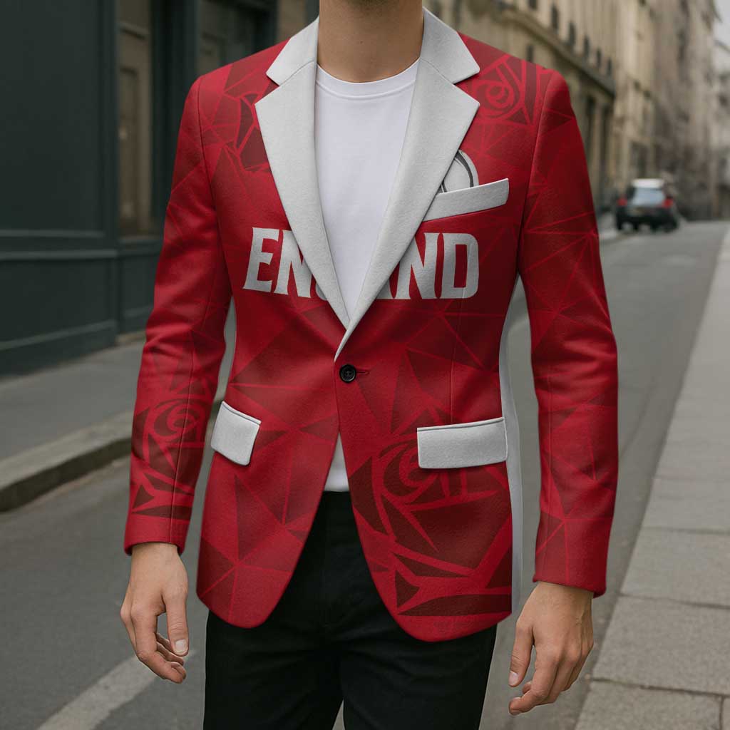Custom England Rugby Blazer Roses Geometric Sport