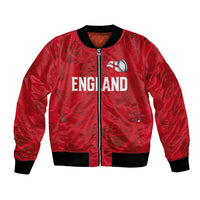 Custom England Rugby Bomber Jacket Roses Geometric Sport
