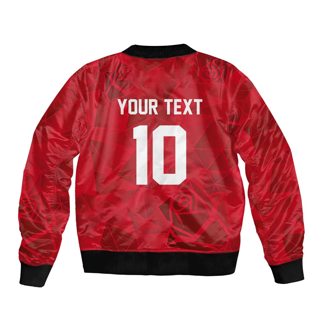Custom England Rugby Bomber Jacket Roses Geometric Sport