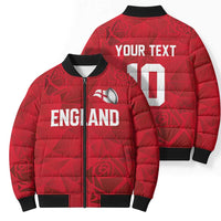 Custom England Rugby Bomber Puffer Jacket Roses Geometric Sport