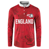 Custom England Rugby Button Sweatshirt Roses Geometric Sport