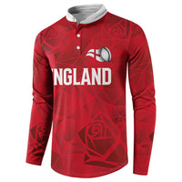 Custom England Rugby Button Sweatshirt Roses Geometric Sport