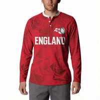 Custom England Rugby Button Sweatshirt Roses Geometric Sport