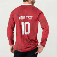 Custom England Rugby Button Sweatshirt Roses Geometric Sport