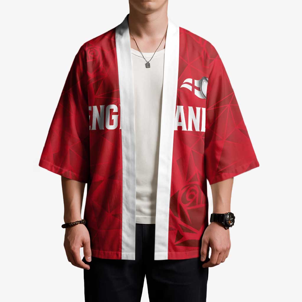 Custom England Rugby Kimono Roses Geometric Sport
