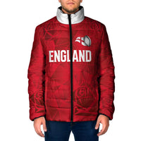 Custom England Rugby Padded Jacket Roses Geometric Sport