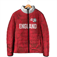 Custom England Rugby Padded Jacket Roses Geometric Sport