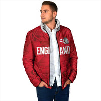 Custom England Rugby Padded Jacket Roses Geometric Sport