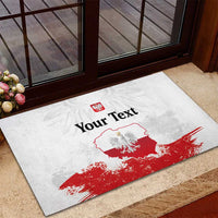Personalized Polish National Flag Day Rubber Doormat Polska White Eagle Grunge Style