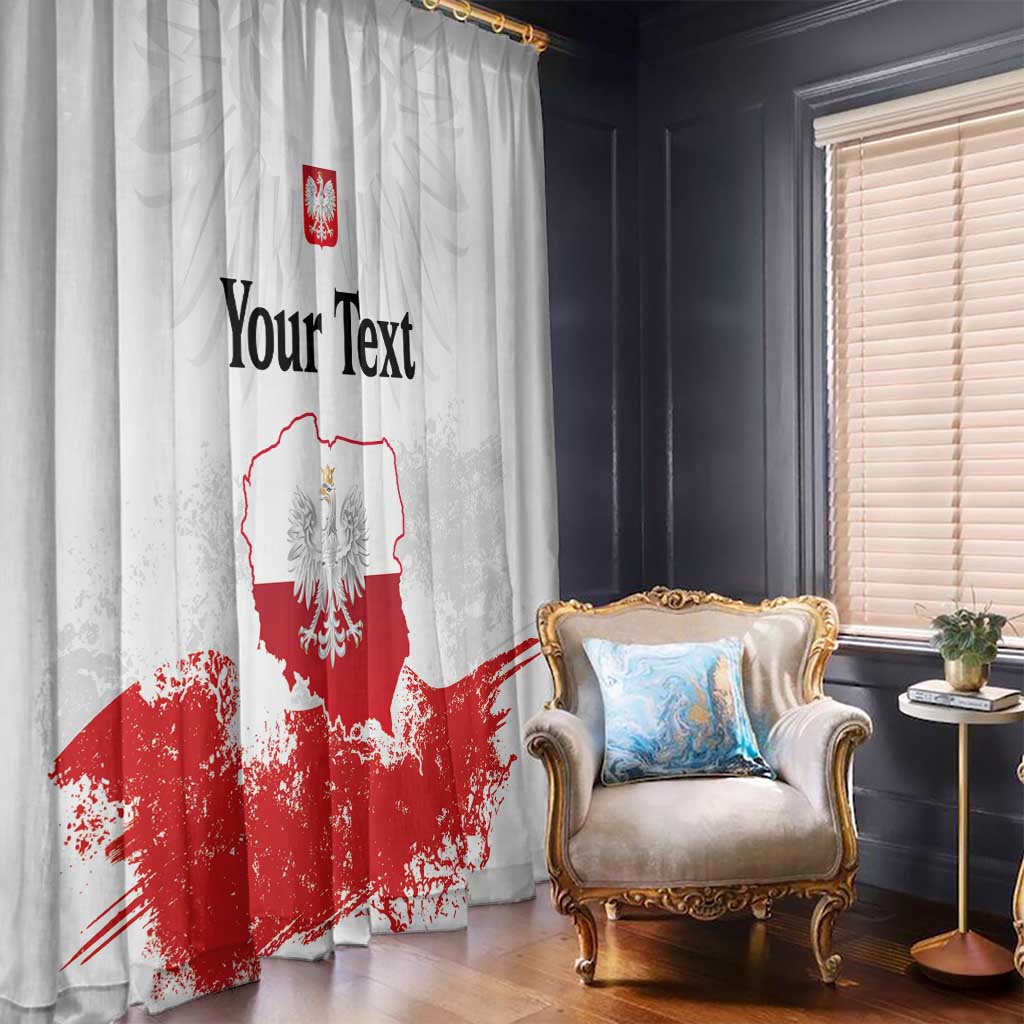 Personalized Polish National Flag Day Window Curtain Polska White Eagle Grunge Style
