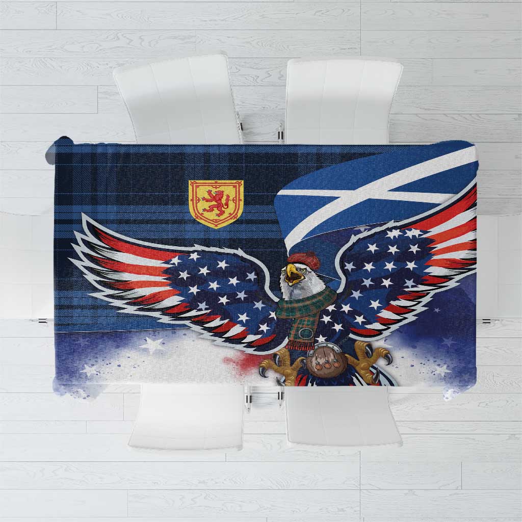 Scottish-American Heritage Month Tablecloth USA Eagle with Scottish Traditional Costume