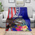 Personalised American Samoa and United States Blanket Bald Eagle and Seal Hibiscus Polynesian Pattern