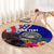 Personalised American Samoa and United States Round Carpet Bald Eagle and Seal Hibiscus Polynesian Pattern