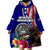 Personalised American Samoa and United States Wearable Blanket Hoodie Bald Eagle and Seal Hibiscus Polynesian Pattern