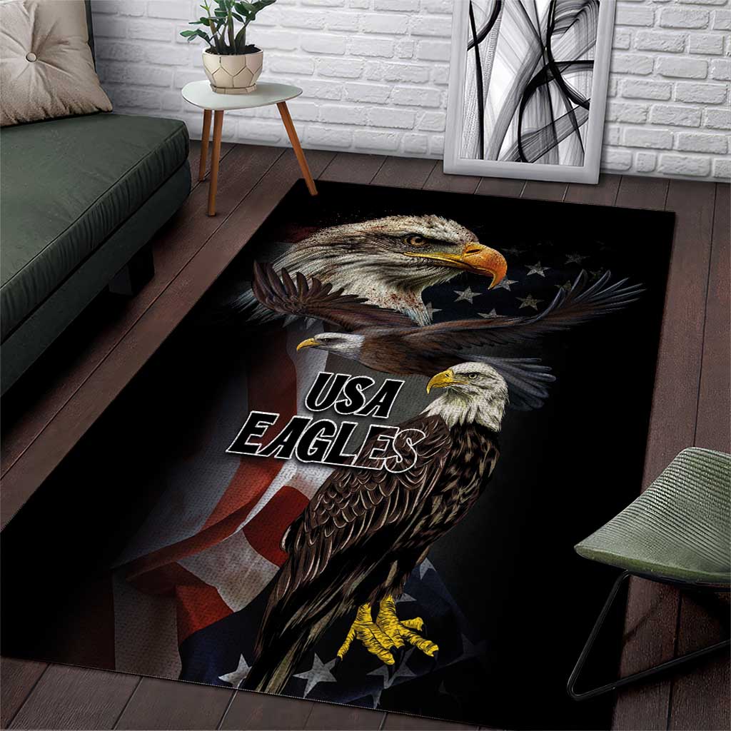 American Eagles Area Rug United States Flag Vintage Style - Wonder Print Shop