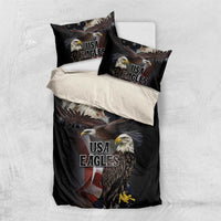 Black duvet bedding set with eagle and USA Eagles design, plus two pillow covers