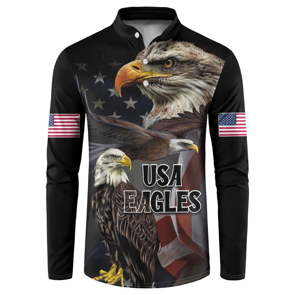 American Eagles Button Sweatshirt United States Flag Vintage Style - Wonder Print Shop