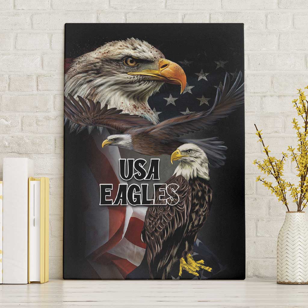 American Eagles Canvas Wall Art United States Flag Vintage Style - Wonder Print Shop