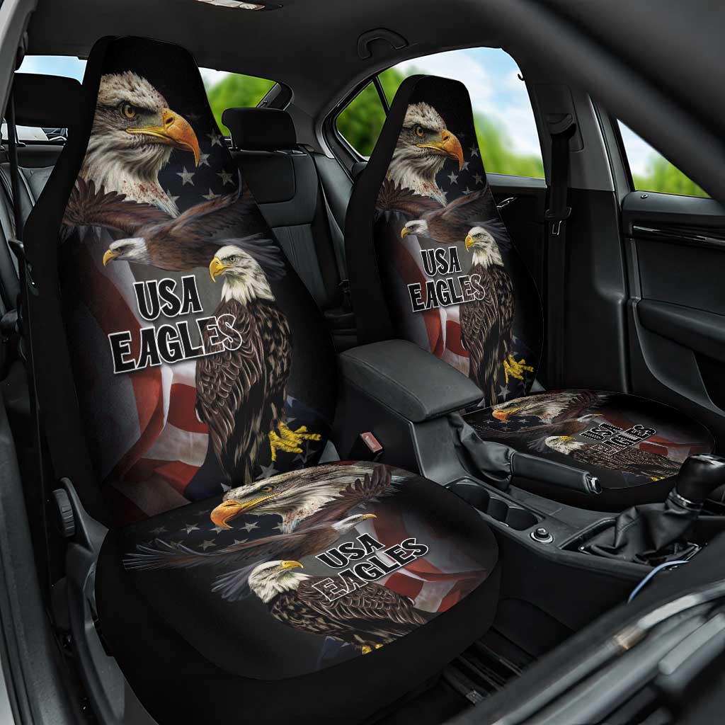 American Eagles Car Seat Cover United States Flag Vintage Style - Wonder Print Shop