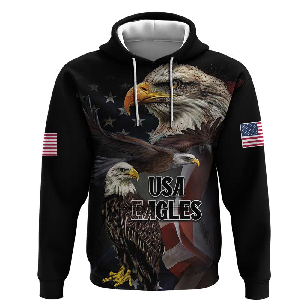 American Eagles Hoodie United States Flag Vintage Style - Wonder Print Shop