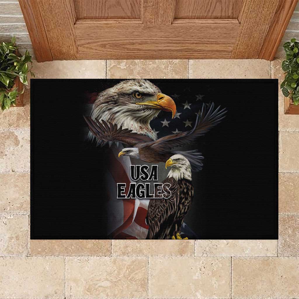 American Eagles Rubber Doormat United States Flag Vintage Style