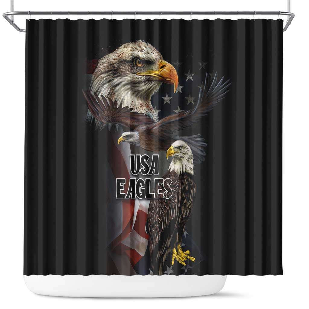 American Eagles Shower Curtain United States Flag Vintage Style