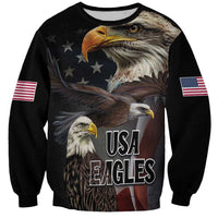 Unisex black sweatshirt with eagle graphic, USA stars and stripes, USA EAGLES print