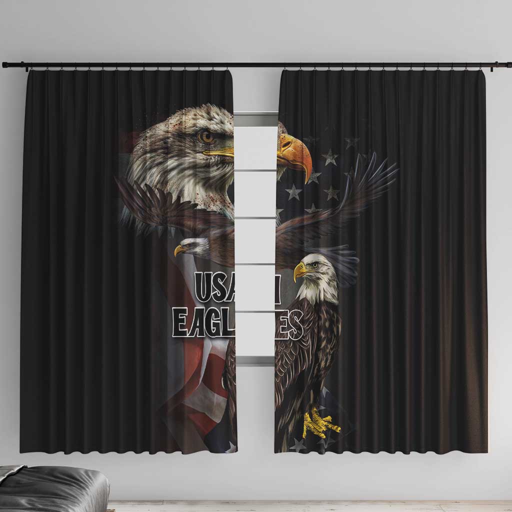 American Eagles Window Curtain United States Flag Vintage Style