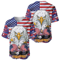 Set of two men's baseball jerseys with eagle and US flag camo print, short sleeves