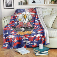 American Eagles eagle flag camouflage blanket on sofa, large bald eagle artwork