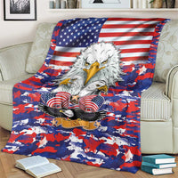 American Eagles eagle flag camouflage blanket with top stars-and-stripes and centered eagle