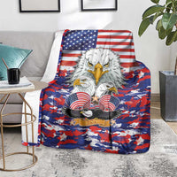 American Eagles eagle flag camouflage throw blanket with bald eagle and USA banner
