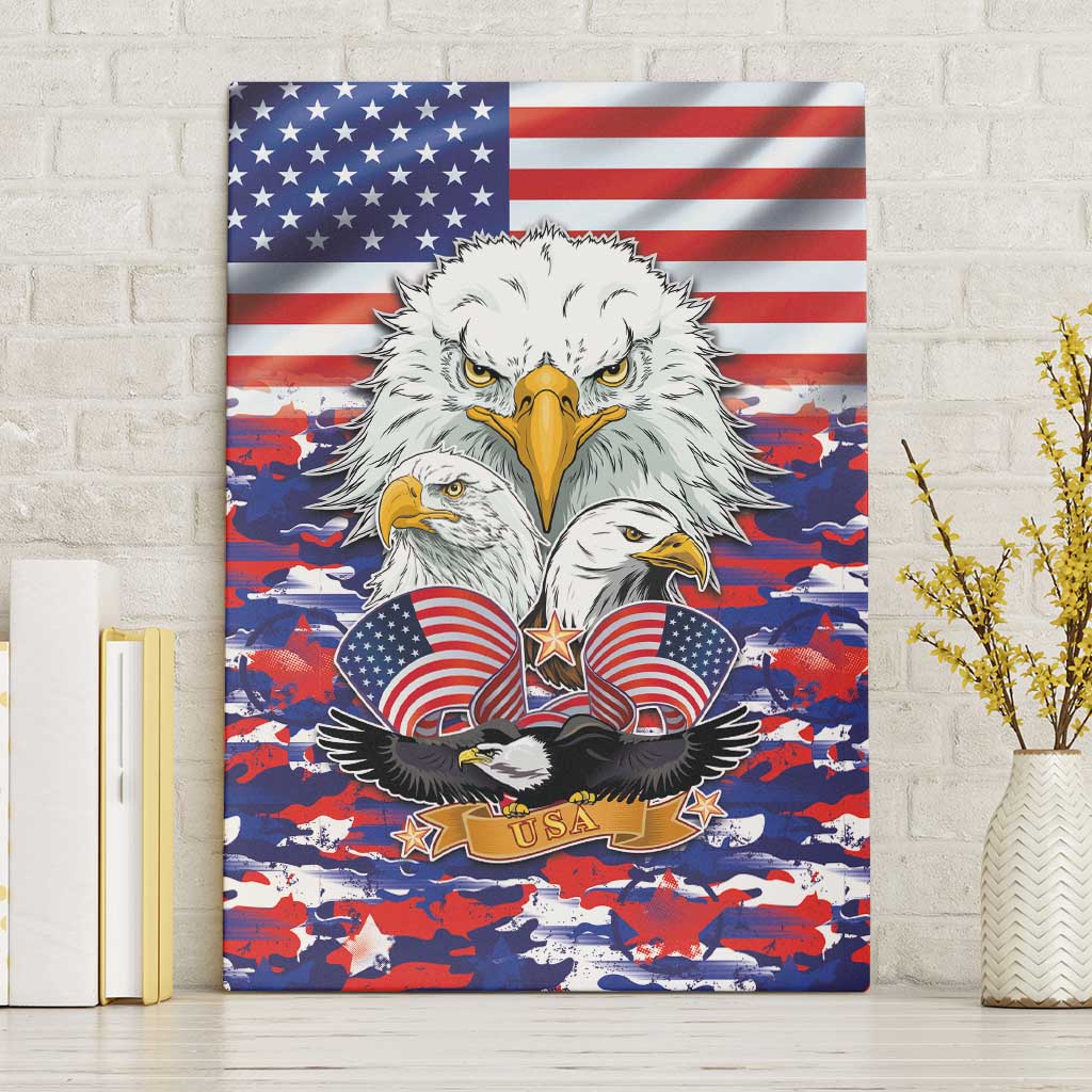 American Eagles Canvas Wall Art United States Flag Camouflage Style - Wonder Print Shop