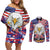 American Eagles Couples Matching Off Shoulder Short Dress and Long Sleeve Button Shirt United States Flag Camouflage Style - Wonder Print Shop