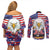 American Eagles Couples Matching Off Shoulder Short Dress and Long Sleeve Button Shirt United States Flag Camouflage Style - Wonder Print Shop