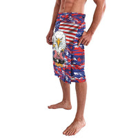 Men's camo flag print lounge shorts with eagle graphic, relaxed knee-length cut